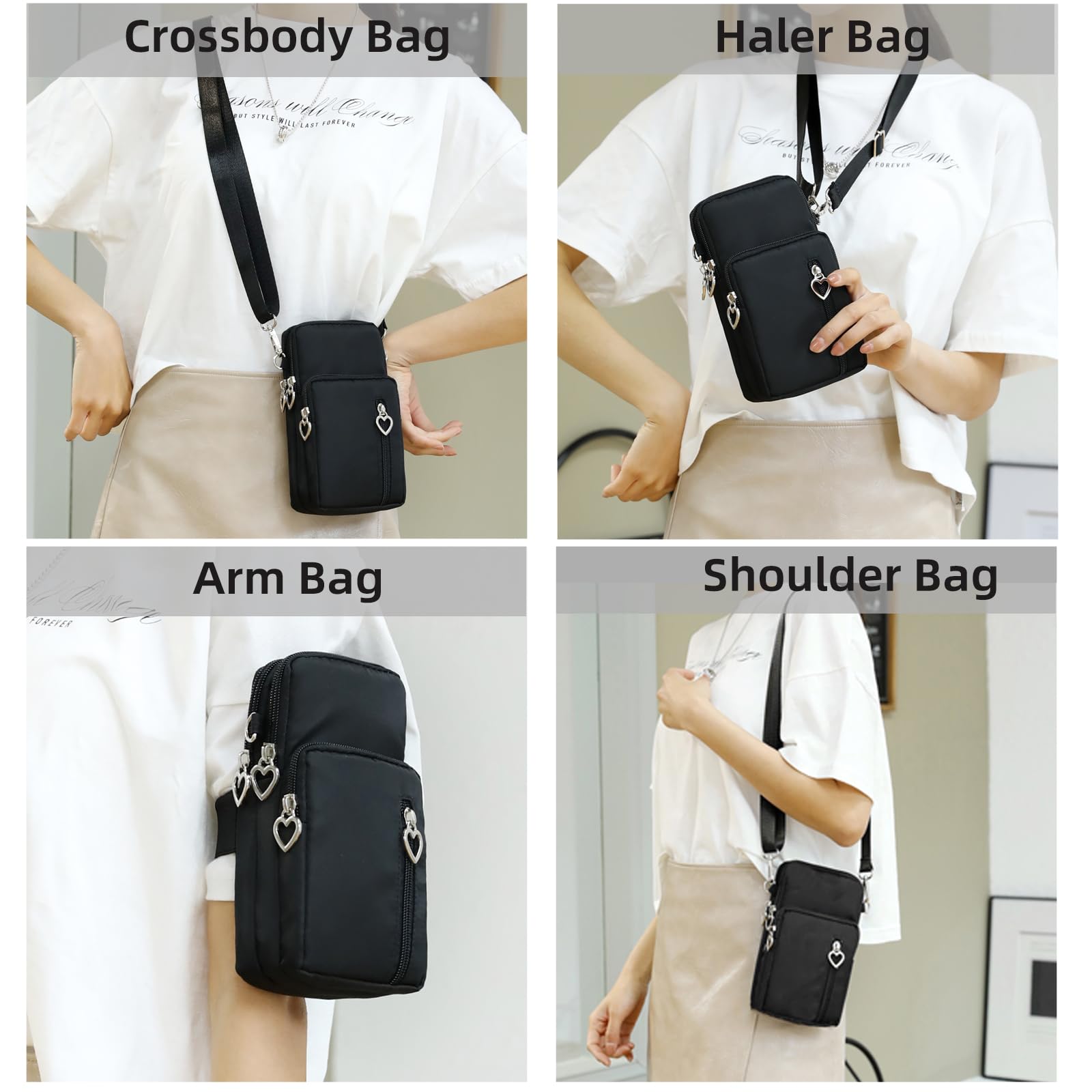 JANKS Small Crossbody Bag for Women - Mini Phone Purses with Crossbody Strap and Wallet - Nylon Arm Bag - Image 9